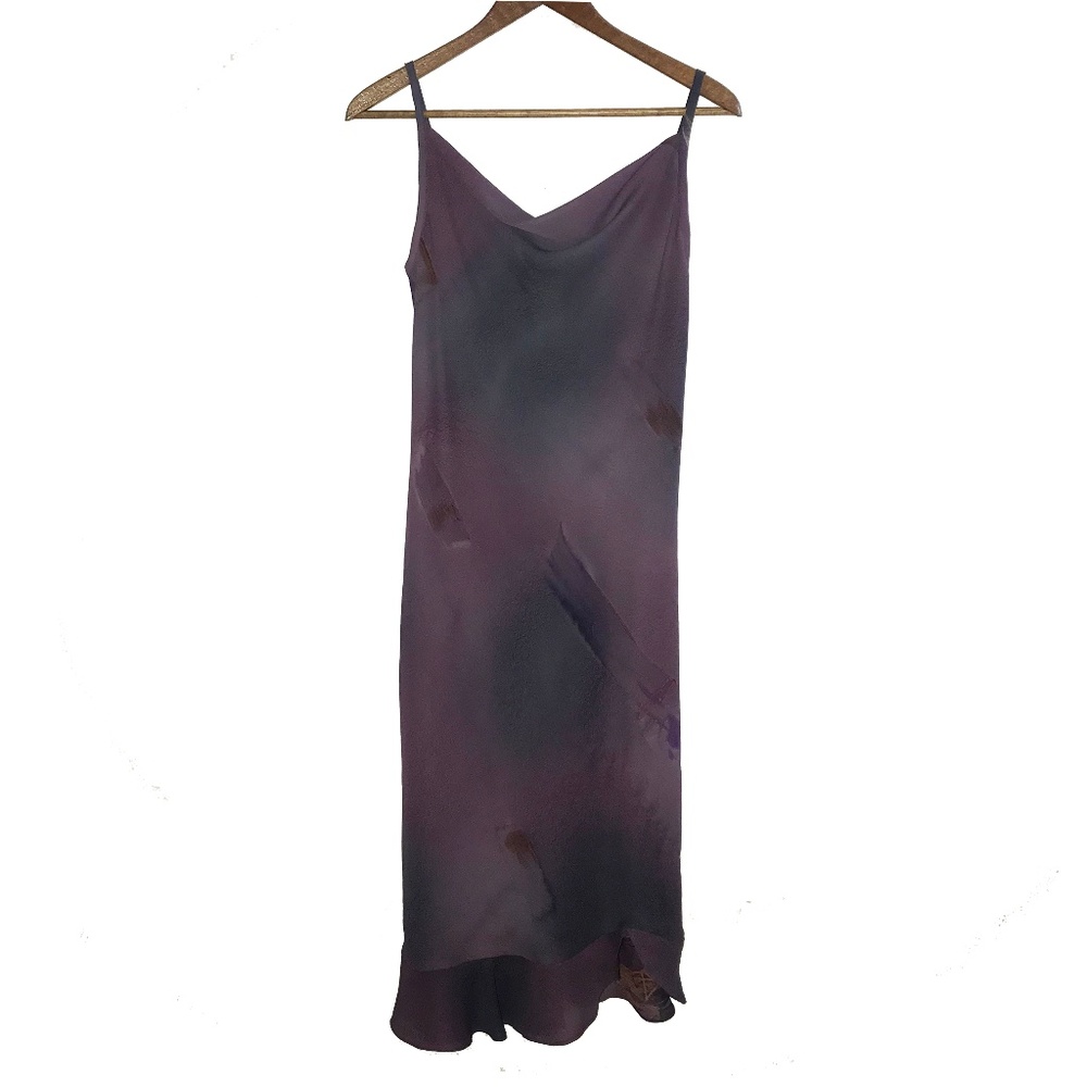 Purple Watercolor Spaghetti Strap Party Dress